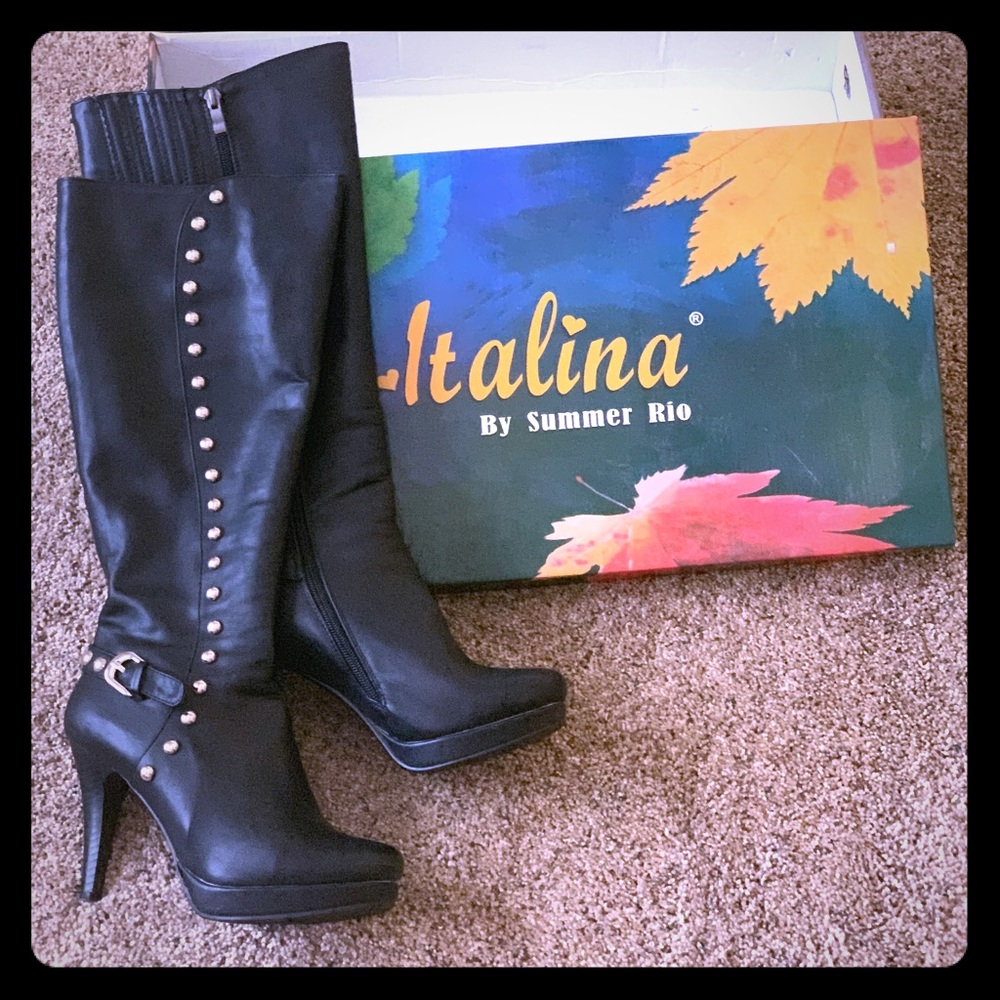 Black Studded Leather Boots!